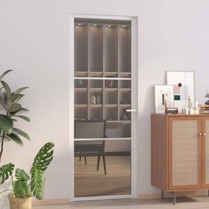Imagine vidaXL Ușă de interior, 76x201, 5 cm, alb, sticlă ESG și aluminiu