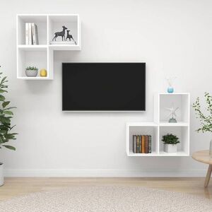 Imagine vidaXL Set de dulapuri TV, 4 piese, alb, lemn prelucrat