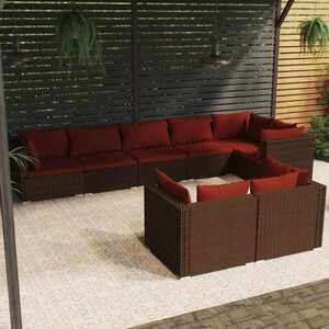 Imagine vidaXL Set mobilier de grădină cu perne, 8 piese, maro, poliratan