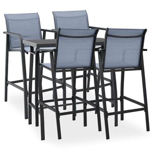 Imagine vidaXL Set mobilier de bar pentru grădină, 5 piese, negru și gri