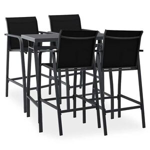 Imagine vidaXL Set mobilier de bar pentru grădină, 5 piese, negru