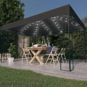 Imagine vidaXL Pavilion cu șir de lumini LED, antracit, 3x4 m