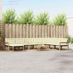 Imagine vidaXL Set de canapele de exterior 9 buc. Alb și crem
