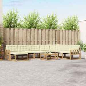Imagine vidaXL Set de canapele de exterior 9 buc. Alb și crem
