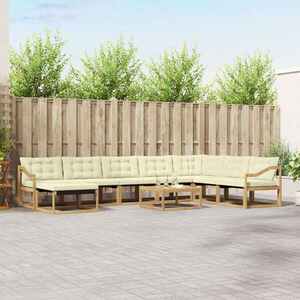 Imagine vidaXL Set de canapele de exterior 9 buc. Alb și crem