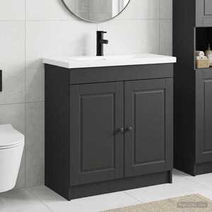 Imagine vidaXL Set de mobilier pentru baie Negru 56 x 37, 5 x 81 cm