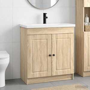 Imagine vidaXL Set de mobilier pentru baie Stejar Sonoma 56 x 37, 5 x 81 cm