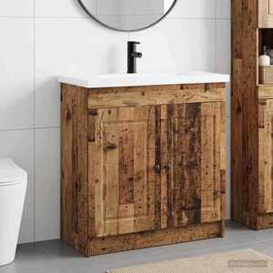 Imagine vidaXL Set de mobilier pentru baie Lemn vechi 56 x 37, 5 x 81 cm