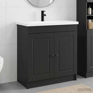 Imagine vidaXL Set de mobilier pentru baie Negru 78, 5 x 37, 5 x 81 cm