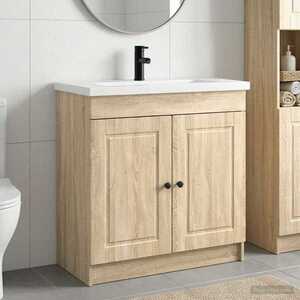 Imagine vidaXL Set de mobilier pentru baie Stejar Sonoma 78, 5 x 37, 5 x 81 cm