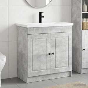 Imagine vidaXL Set de mobilier pentru baie Gri Beton 78, 5 x 37, 5 x 81 cm