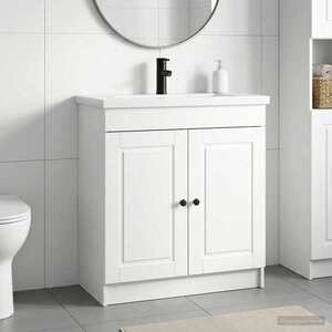 Imagine vidaXL Set de mobilier pentru baie Alb foarte lucios