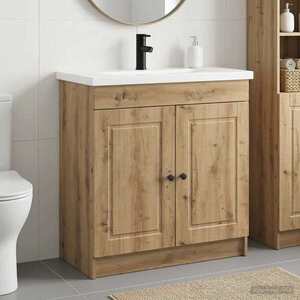 Imagine vidaXL Set de mobilier pentru baie Stejar Artizanal