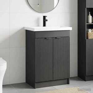 Imagine vidaXL Set de mobilier pentru baie Negru 56 x 37, 5 x 81 cm