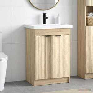 Imagine vidaXL Set de mobilier pentru baie Stejar Sonoma 56 x 37, 5 x 81 cm
