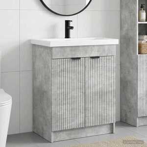 Imagine vidaXL Set de mobilier pentru baie Gri Beton 56 x 37, 5 x 81 cm
