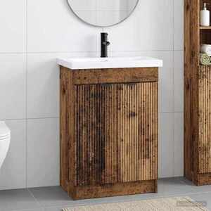 Imagine vidaXL Set de mobilier pentru baie Lemn vechi 56 x 37, 5 x 81 cm