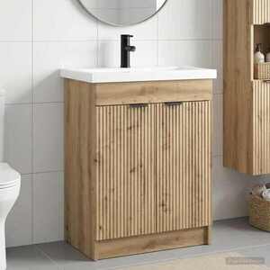 Imagine vidaXL Set de mobilier pentru baie Stejar Artizanal 56 x 37, 5 x 81 cm