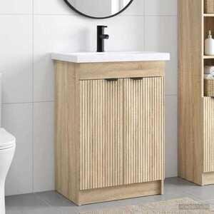 Imagine vidaXL Set de mobilier pentru baie Stejar Sonoma 78, 5 x 37, 5 x 81 cm