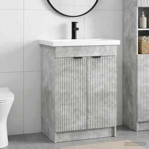 Imagine vidaXL Set de mobilier pentru baie Gri Beton 78, 5 x 37, 5 x 81 cm