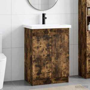 Imagine vidaXL Set de mobilier pentru baie Stejar fumuriu 78, 5 x 37, 5 x 81 cm
