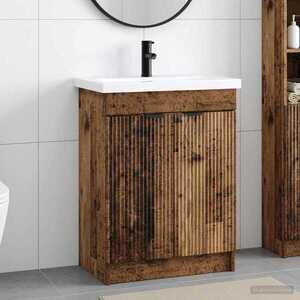 Imagine vidaXL Set de mobilier pentru baie Lemn vechi 78, 5 x 37, 5 x 81 cm