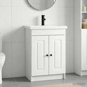 Imagine vidaXL Set de mobilier pentru baie Alb 56 x 37, 5 x 81 cm