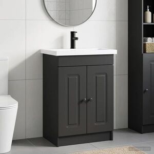 Imagine vidaXL Set de mobilier pentru baie Negru 56 x 37, 5 x 81 cm