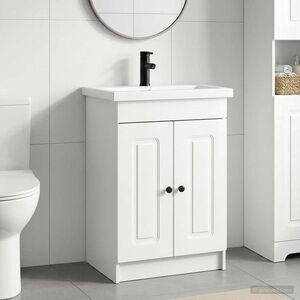 Imagine vidaXL Set de mobilier pentru baie Alb foarte lucios 56 x 37, 5 x 81 cm