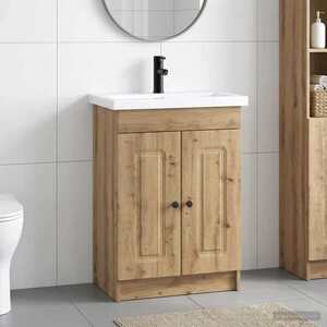 Imagine vidaXL Set de mobilier pentru baie Stejar Artizanal 56 x 37, 5 x 81 cm