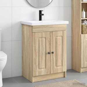 Imagine vidaXL Set de mobilier pentru baie Stejar Sonoma 78, 5 x 37, 5 x 81 cm