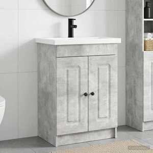 Imagine vidaXL Set de mobilier pentru baie Gri Beton 78, 5 x 37, 5 x 81 cm