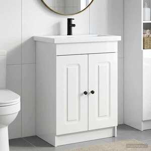 Imagine vidaXL Set de mobilier pentru baie Alb foarte lucios