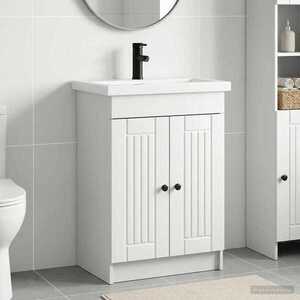 Imagine vidaXL Set de mobilier pentru baie Alb 56 x 37, 5 x 81 cm