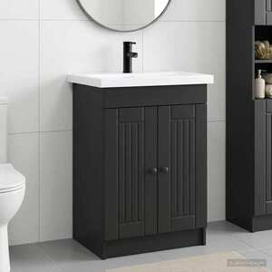 Imagine vidaXL Set de mobilier pentru baie Negru 56 x 37, 5 x 81 cm