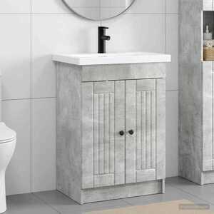 Imagine vidaXL Set de mobilier pentru baie Gri Beton 56 x 37, 5 x 81 cm