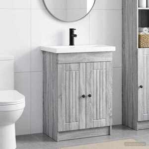 Imagine vidaXL Set de mobilier pentru baie Sonoma gri 56 x 37, 5 x 81 cm