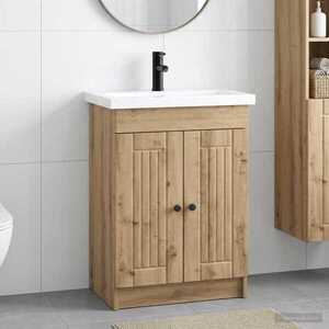 Imagine vidaXL Set de mobilier pentru baie Stejar Artizanal 56 x 37, 5 x 81 cm