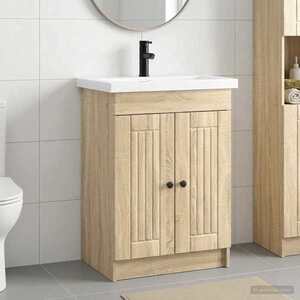 Imagine vidaXL Set de mobilier pentru baie Stejar Sonoma 78, 5 x 37, 5 x 81 cm