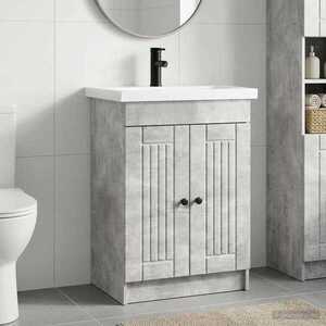 Imagine vidaXL Set de mobilier pentru baie Gri Beton 78, 5 x 37, 5 x 81 cm