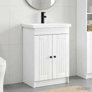 Imagine vidaXL Set de mobilier pentru baie Alb foarte lucios