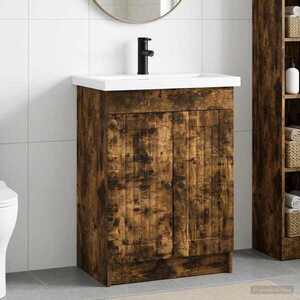 Imagine vidaXL Set de mobilier pentru baie Stejar fumuriu 78, 5 x 37, 5 x 81 cm
