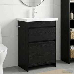 Imagine vidaXL Set de mobilier pentru baie Stejar Negru 61 x 40 x 84, 5 cm
