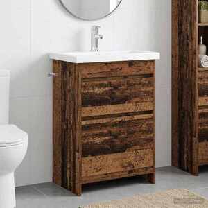Imagine vidaXL Set de mobilier pentru baie Lemn vechi 61 x 40 x 84, 5 cm
