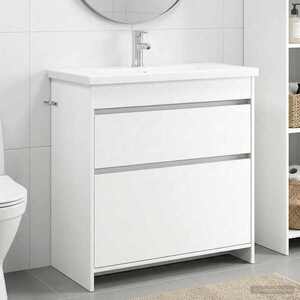 Imagine vidaXL Set de mobilier pentru baie Alb 81 x 40 x 84, 5 cm