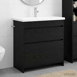 Imagine vidaXL Set de mobilier pentru baie Stejar Negru 81 x 40 x 84, 5 cm