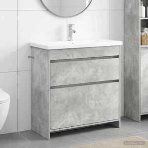 Imagine vidaXL Set de mobilier pentru baie Gri Beton 81 x 40 x 84, 5 cm