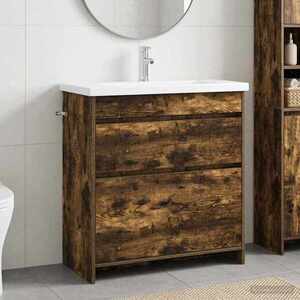 Imagine vidaXL Set de mobilier pentru baie Stejar fumuriu 81 x 40 x 84, 5 cm