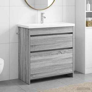 Imagine vidaXL Set de mobilier pentru baie Sonoma gri 81 x 40 x 84, 5 cm
