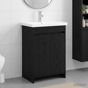 Imagine vidaXL Set de mobilier pentru baie Stejar Negru 61 x 40 x 84, 5 cm